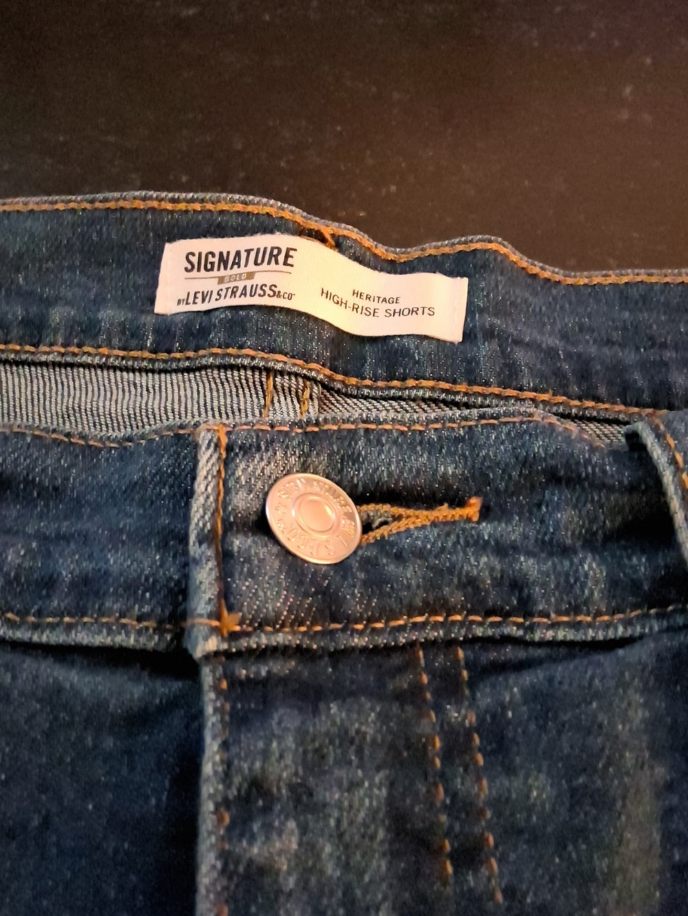 Signature by Levi Strauss Women's Dark Blue High-Rise Shorts